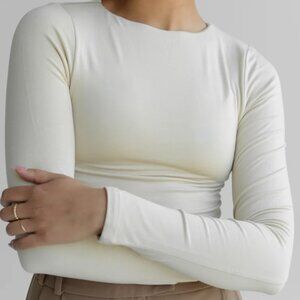 Reitman's White Long Sleeve Top with Shirred Sides